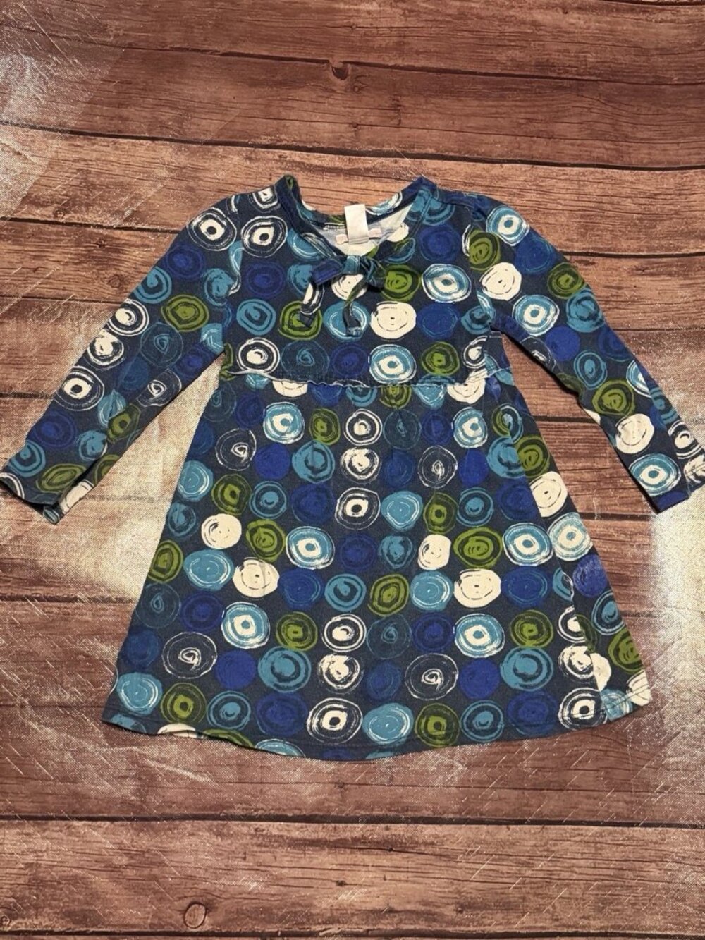 Girl’s Old Navy Blue Green Abstract Geometric Circle Dress 3T Retro